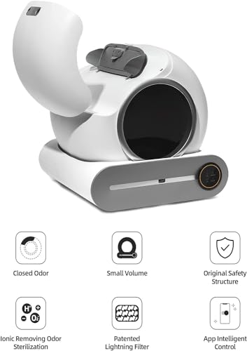 Automatic Cat Litter Box Self Cleaning Scooping-Free Litter Box Robot with 65+9L Capacity/Sensor Safety/App Control for Multiple Cats