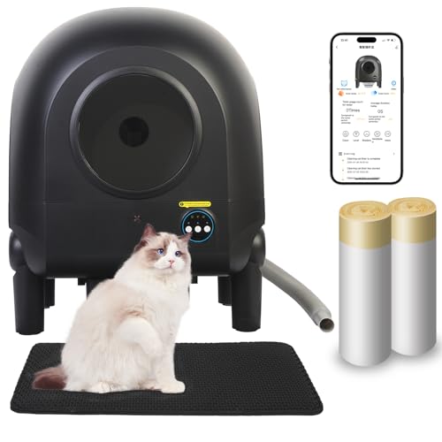 Brnzenta XXL APP CONTROL-Self-Cleaning Cat Litter Box Automatic with Camera-Support 5G Real Time Video Interaction&Repaly-Keep Tracking with Your Cat's Weight&Health-Odor Elemination 99.99% with Pipe