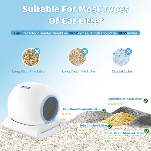 LaBeta Automatic Cat Litter Box Self Cleaning, Electric Robot Kitty Litter Box with App Control, Smart Litter Box with Mat & Liner, 65L+9L Large Capacity for Multiple Cats-2024 New Version