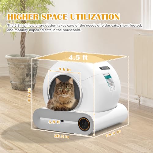 NEOCOZY Self-Cleaning Cat Litter Box, Litter Box with Infrared Detector and Weight Sensors, Automatic Cat Litter Box with Odor Removal, 65L+9L Large Capacity,Self Cleaning Litter Box for Multiple Cats