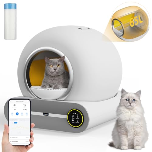 MESILIVO Smart Self-Cleaning Litter Box - 65L+9L Capacity, App Control, and Mess-Free Design for Multiple Cats