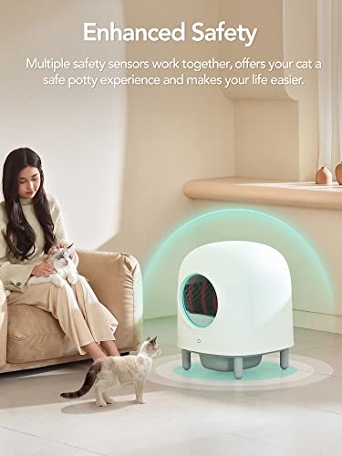100% Safe Self Cleaning Cat Litter Box - The Game Changer for Cat Owners, Latest Model Automatic Cat Litter Box with APP Control, Odor Removal, Large Space for Multiple Cats