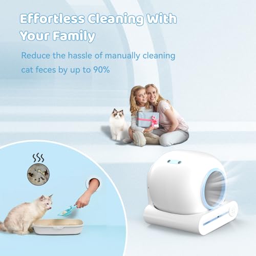 LaBeta Automatic Cat Litter Box Self Cleaning, Electric Robot Kitty Litter Box with App Control, Smart Litter Box with Mat & Liner, 65L+9L Large Capacity for Multiple Cats-2024 New Version