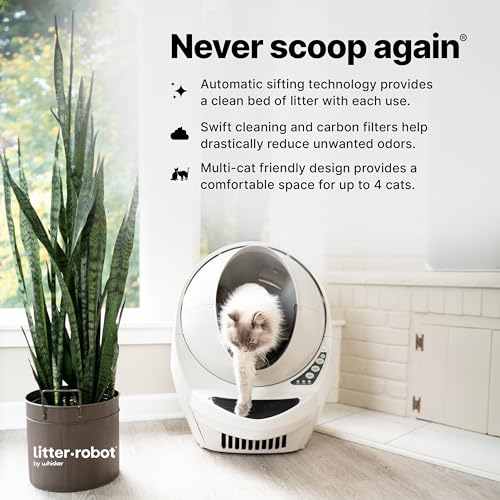 Litter-Robot 3 Connect & Ramp by Whisker, Beige - Automatic, Self-Cleaning Cat Litter Box, App Controlled, Helps Reduce Litter Box Odors, Works with Any Clumping Litter, WhiskerCare 1-Year Warranty