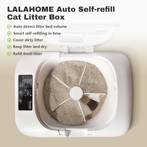 LALAHOME Auto Self-Refill Cat Litter Box Pro* Automatic Cat Litter Box Self Cleaning Litter Box for Multiple Cats, Odor-Removal/App Control/Safety Protection, Robotic Smart Kitty Litter Box Open-Top
