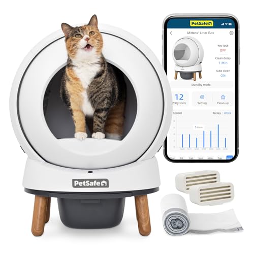 PetSafe ScoopFree SmartSpin Self-Cleaning Cat Litter Box – Advanced Odor Control – App Controlled with Health Monitoring – Works with Any Litter – Up to 2 Weeks of Hands-Free Cleaning