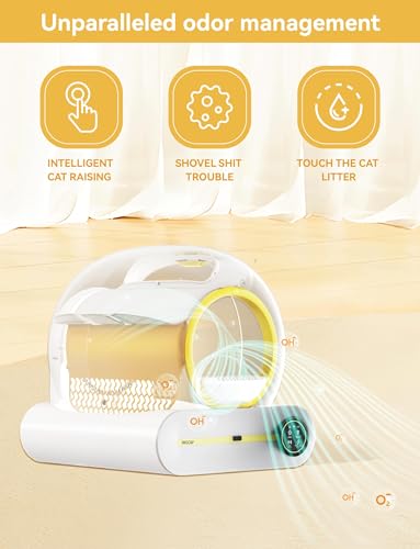 Self Cleaning Cat Litter Box Robot 4th, 65L+9L Large Automatic Cat Litter Box with Odor-Removal Design&Weight Monitoring Function, APP Remote Smart Control, for Multiple Cats【2024 Optimized Version】