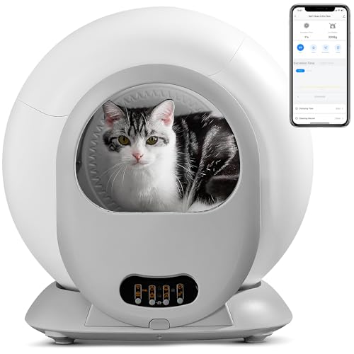 SOUSIA Self Cleaning Cat Litter Box, Scoop Free Automatic Cat Litter Box Extra Large Litter Box for Multiple Cats, Odor Removal Anti Pinch Kitty Litter Box, APP Control