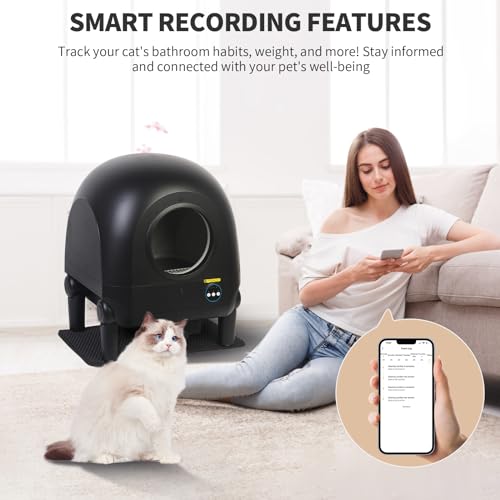 Brnzenta XXL APP CONTROL-Self-Cleaning Cat Litter Box Automatic with Camera-Support 5G Real Time Video Interaction&Repaly-Keep Tracking with Your Cat's Weight&Health-Odor Elemination 99.99% with Pipe