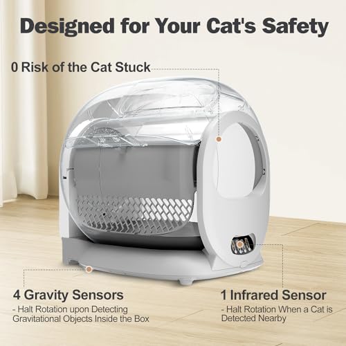 SOUSIA Self Cleaning Cat Litter Box, Scoop Free Automatic Cat Litter Box Extra Large Litter Box for Multiple Cats, Odor Removal Anti Pinch Kitty Litter Box, APP Control