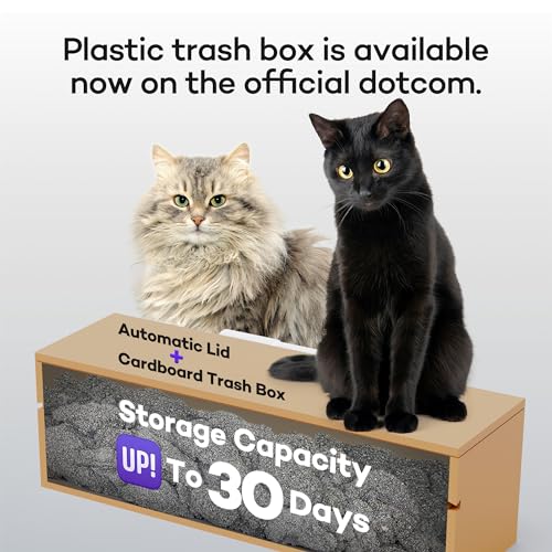 Popur X5 Self-Cleaning Cat Litter Box - Unique Split System, Open Top, 30-Day Capacity - Automatic Litter Scooping Robot, Odor-Seal Disposable Cardboard Bin, 24 Inch Tray, 33 lbs. Load, 99% Leakproof