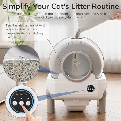 Self Cleaning Cat Litter Box: omzer 100L Large Capacity Automatic Cats Litter Boxes Robot - Wifi Connect Smart App-Controlled and Odor Removal Self-cleaning Litterbox for Indoor Kitty Small Cats
