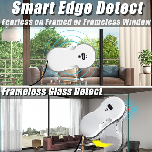 AymNolvs Window Cleaning Robot - Ultra Slim Window Cleaner Robot Equipped with Dual Water Sprays - Robot Window Cleaner with Smart Edge Detection - Robot Window Cleaner for Floor to Ceiling Windows