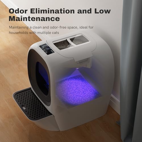 LALAHOME Auto Self-Refill Cat Litter Box Pro* Automatic Cat Litter Box Self Cleaning Litter Box for Multiple Cats, Odor-Removal/App Control/Safety Protection, Robotic Smart Kitty Litter Box Open-Top