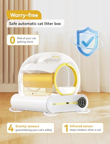 Self Cleaning Cat Litter Box Robot 4th, 65L+9L Large Automatic Cat Litter Box with Odor-Removal Design&Weight Monitoring Function, APP Remote Smart Control, for Multiple Cats【2024 Optimized Version】