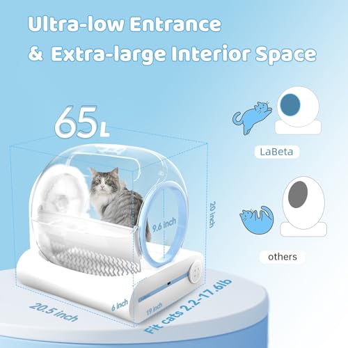 Self Cleaning Cat Litter Box, Upgraded Automatic Electric Robot Kitty Litter Box with App Control, Smart Litter Box with Mat & Liner, 65L+9L Large Capacity for Multiple Cats-2.4Ghz Only