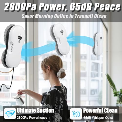 AymNolvs Window Cleaning Robot - Ultra Slim Window Cleaner Robot Equipped with Dual Water Sprays - Robot Window Cleaner with Smart Edge Detection - Robot Window Cleaner for Floor to Ceiling Windows