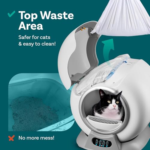 PetCove Cat Robot Automatic Litter Box, Self Cleaning Litter Box, Scoop free covered automatic Cat Litter Box Self-Cleaning for Multiple Cats Ultra Cleaning -Odor Removal -APP Control Smart Litter Box