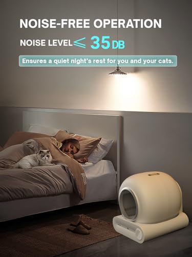 LABOLOW Self Cleaning Cat Litter Box, Automatic Cat Litter Box with Mat & Broom 65L+9L Large Capacity APP Control Odor-Removal & Weight Monitoring Suitable for Multiple Cats【2024 Upgrade】