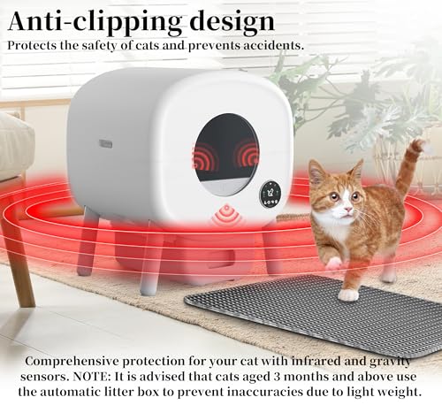 100L Self-Cleaning Cat Litter Box,Automatic Litter Box-Robot for Multiple Cats,Large Electric Kitty Litter Box-APP Control,Odor-Free,Liner & Litter Mat & Aromatherapy Box