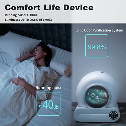 【New】 Automatic Cat Litter Box, Extra Large 65+9L Self-Clean/Free-Scoop Litter Box Robot Toilet, Safety Protection/APP Control/Odor Isolation, with Mat/Bag/Brush for Multiple Cats from 2 to 17LB