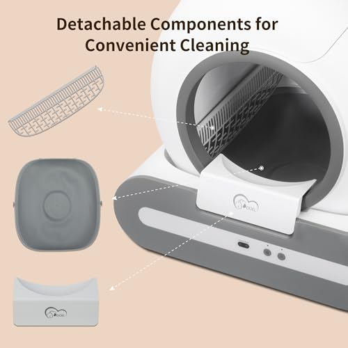 DOEL Upgraded Self Cleaning Cat Litter Box, 65L Large Capacity Automatic Cat Litter Box, Smart Cat Litter Machine with APP Control, Electric Self Scooping Litter Box, Pet Safety Protection Litter Box