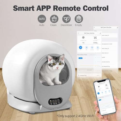 SOUSIA Self Cleaning Cat Litter Box, Scoop Free Automatic Cat Litter Box Extra Large Litter Box for Multiple Cats, Odor Removal Anti Pinch Kitty Litter Box, APP Control