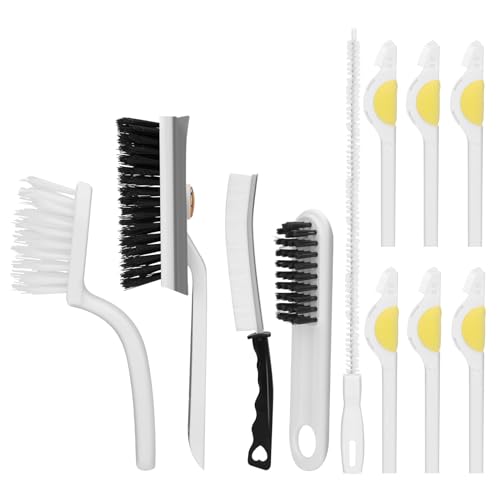 11Pcs Cleaning Brushes, Hard Bristle Crevice Cleaning Brush,Multi-Function Rotating Gap Brush, Grout Cleaner Brush,Smart Toilet Brush, Sink Drain Cleaner and Shoe Brush for Home Kitchen Bathroom