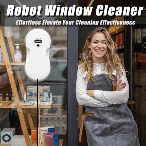 AymNolvs Window Cleaning Robot - Ultra Slim Window Cleaner Robot Equipped with Dual Water Sprays - Robot Window Cleaner with Smart Edge Detection - Robot Window Cleaner for Floor to Ceiling Windows