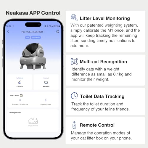 Neakasa M1 Open-Top Self Cleaning Cat Litter Box, Automatic Cat Litter Box with APP Control, Odor-Free Waste Disposal includes Trash Bags