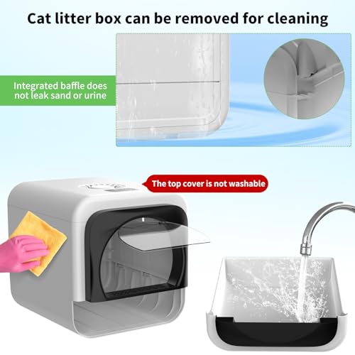 Smart Cat Litter Box, Odor Control Litter Box with Lid, Kitty Litter Box with Infrared Sensor, XL Litter Box with Display, 3-Speeds Electric Litter Box with Mat, Shovel, Litter Boxes for Multiple Cats