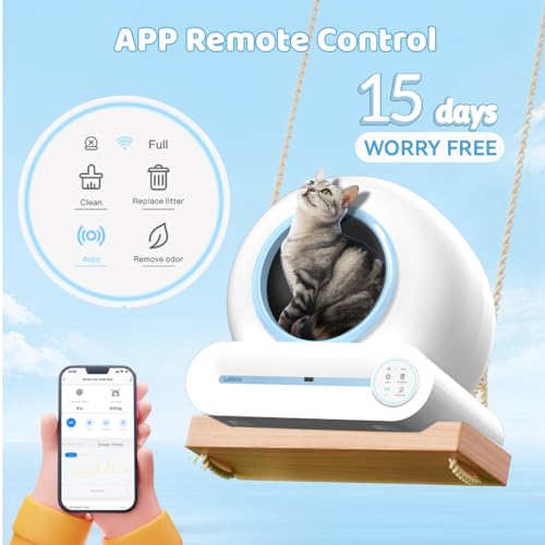 Self Cleaning Cat Litter Box, Upgraded Automatic Electric Robot Kitty Litter Box with App Control, Smart Litter Box with Mat & Liner, 65L+9L Large Capacity for Multiple Cats-2.4Ghz Only