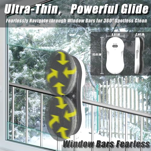 AymNolvs Window Cleaning Robot - Ultra Slim Window Cleaner Robot Equipped with Dual Water Sprays - Robot Window Cleaner with Smart Edge Detection - Robot Window Cleaner for Floor to Ceiling Windows