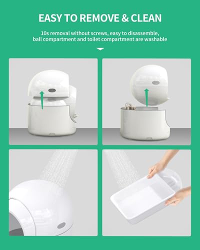 DISHUP Self-Cleaning Cat Litter Box, 85L Extra Large Automatic Cat Litter Box with APP Control, Safety Protection, Odor-Removal &Weight Monitoring, for Multiple Cats,White&Grey