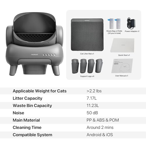 Neakasa M1 Open-Top Self Cleaning Cat Litter Box, Automatic Cat Litter Box with APP Control, Odor-Free Waste Disposal includes Trash Bags
