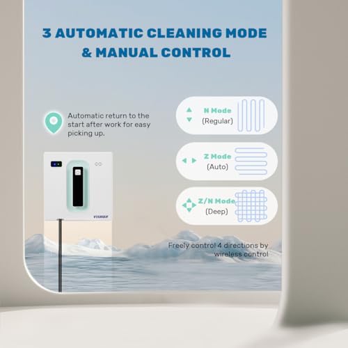 Vishigh Window Cleaner Robot 6.8cm Ultra-Thin, Intelligent Obstacle Avoidance, Automatic Window Vacuum Cleaner for Large Mirror, Tile Wall, Glass Wall, Remote & App Control, Light & Compact