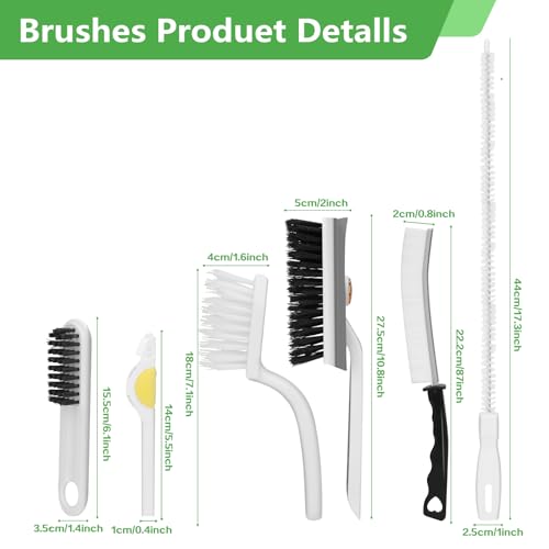 11Pcs Cleaning Brushes, Hard Bristle Crevice Cleaning Brush,Multi-Function Rotating Gap Brush, Grout Cleaner Brush,Smart Toilet Brush, Sink Drain Cleaner and Shoe Brush for Home Kitchen Bathroom
