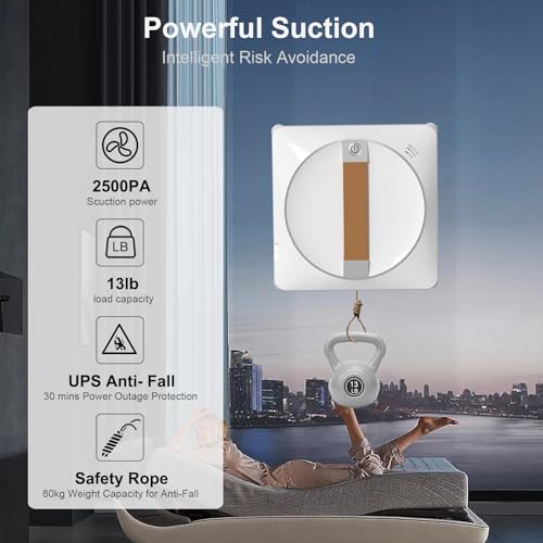 Wannabe Smart Window Cleaning Robot - Dual Water Spray, Remote Control, High Suction Power, Wet/Dry Cleaning, Indoor/Outdoor Use, Perfect for High-Rise Windows, Tiles, and Glass Doors