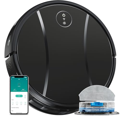 Tipdiy Robot Vacuum and Mop Combo, 4200Pa Powerful Robotic Vacuum Cleaner with Self-Charging, Home Automatic Robot Aspiradora for Hardwood Floor, Low Carpet, Pet Hair, App&Voice&Remote Control