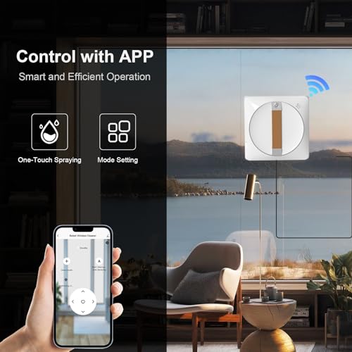Wannabe Smart Window Cleaning Robot - Dual Water Spray, Remote Control, High Suction Power, Wet/Dry Cleaning, Indoor/Outdoor Use, Perfect for High-Rise Windows, Tiles, and Glass Doors