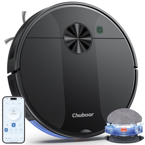 Chuboor Robot Vacuum Cleaner, 150 Min 3000Pa Powerful Robot Vacuum and Mop Combo, Super-Slim Smart Robotic Vacuums with App, Self-Charging Robotic Vacuum Cleaner