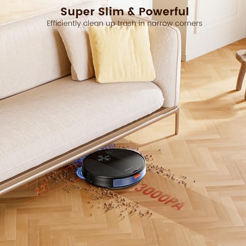 Chuboor Robot Vacuum Cleaner, 150 Min 3000Pa Powerful Robot Vacuum and Mop Combo, Super-Slim Smart Robotic Vacuums with App, Self-Charging Robotic Vacuum Cleaner