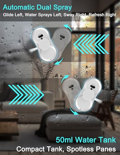 Sophinique Window Cleaning Robot Window Robot Vacuum Cleaner Outdoor Window Cleaner Tool Window Cleaner Robot with Dual Spray HCR-18 Window Vacuum Robot Window Cleaner