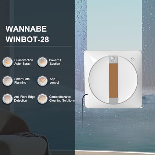 Wannabe Smart Window Cleaning Robot - Dual Water Spray, Remote Control, High Suction Power, Wet/Dry Cleaning, Indoor/Outdoor Use, Perfect for High-Rise Windows, Tiles, and Glass Doors