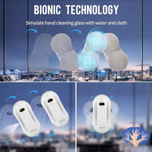 AGORVIO Window Cleaning Robot with Long life BLDC Motor,Window Robot Cleaner with Automatic Water Spray,Remote Control,Window Washer Robot for Interior/Exterior Highrise Windows