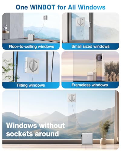 ECOVACS Winbot W2 OMNI Potable Window Cleaning Robot, Intelligent Cleaning with Three-nozzle Wide-angle Spray Technology, Win SLAM 4.0 Path Planning, Deep Edge Cleaning, 5500Pa Suction Power