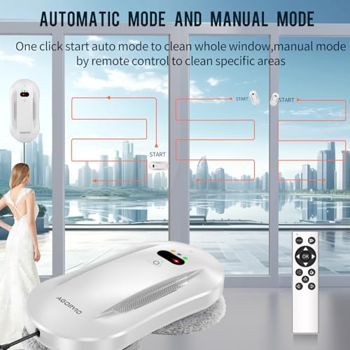 AGORVIO Window Cleaning Robot with Long life BLDC Motor,Window Robot Cleaner with Automatic Water Spray,Remote Control,Window Washer Robot for Interior/Exterior Highrise Windows