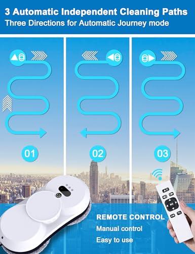 Sophinique Window Cleaning Robot Window Robot Vacuum Cleaner Outdoor Window Cleaner Tool Window Cleaner Robot with Dual Spray HCR-18 Window Vacuum Robot Window Cleaner