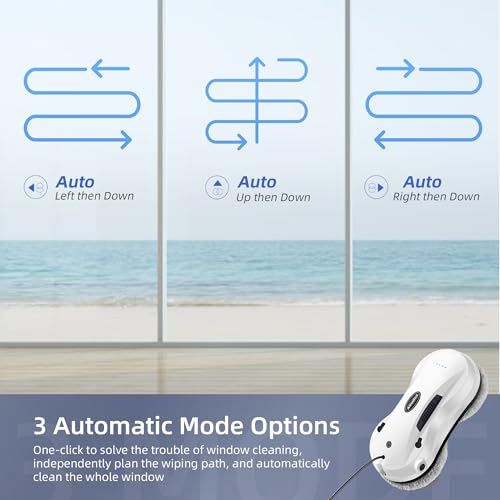 AlfaBot Window Cleaning Robot with Dual Water Spray, X7 Robot Window Cleaner with Double-Side Water Spray 50ml Water Tank, Smart Window Vacuum for Interior/Exterior Highrise Windows
