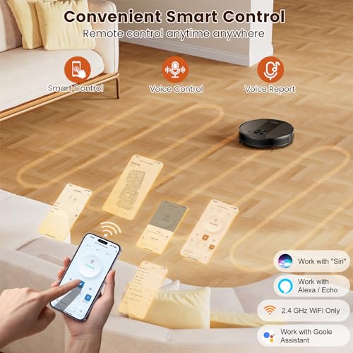 Chuboor Robot Vacuum Cleaner, 150 Min 3000Pa Powerful Robot Vacuum and Mop Combo, Super-Slim Smart Robotic Vacuums with App, Self-Charging Robotic Vacuum Cleaner